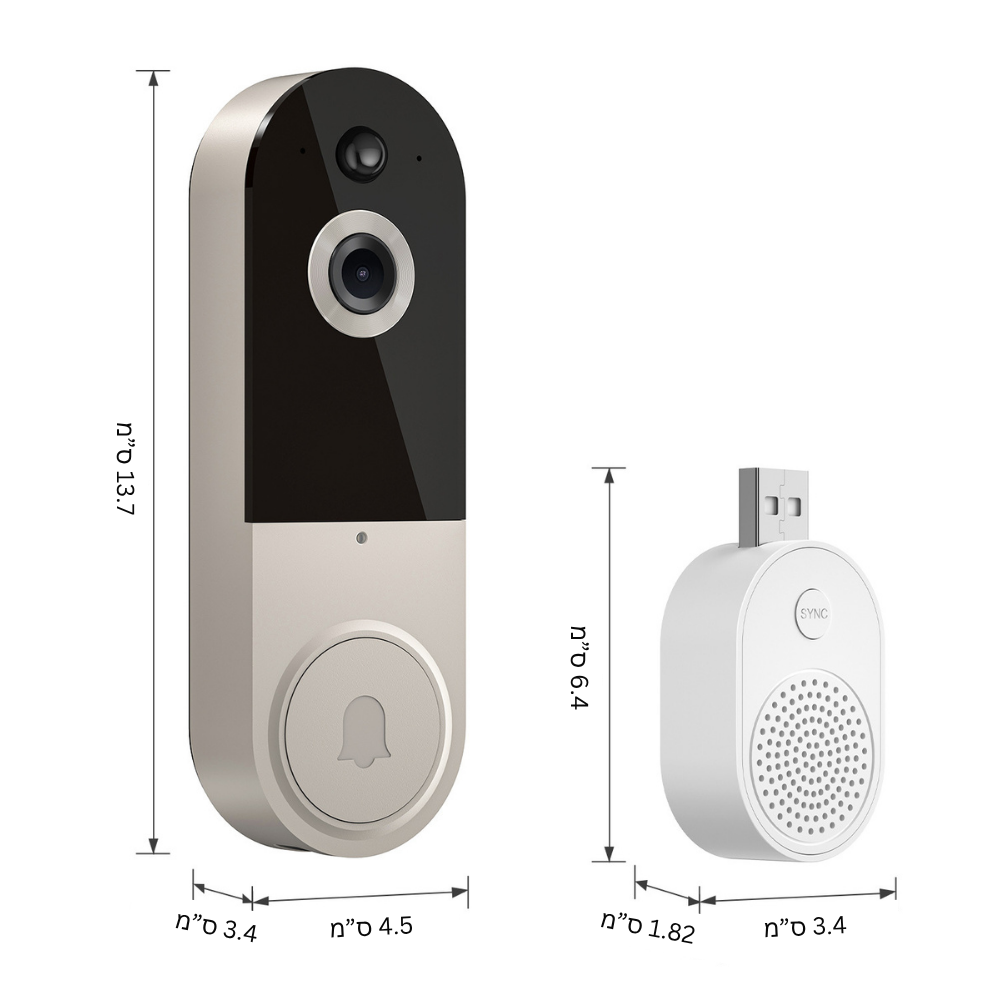 SafeDoorbell - פעמון דלת WiFi עם מצלמת HD דו־כיוונית וראיית לילה