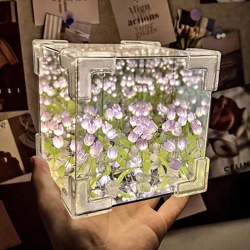 מנורת לילה קסומה עם פרחי צבעוני - עשה זאת בעצמך