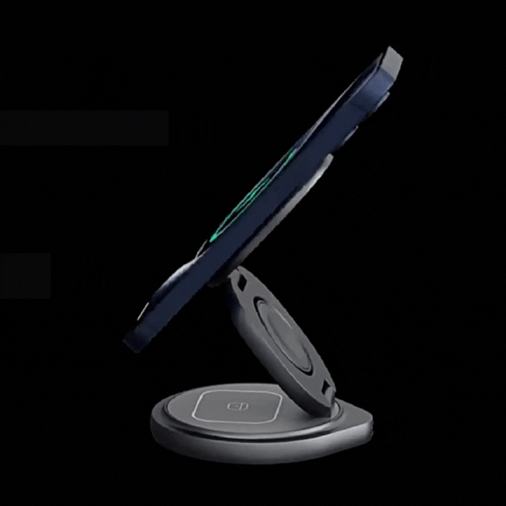 מטען אלחוטי מתקפל 3 ב-1 עם סיבוב 360°