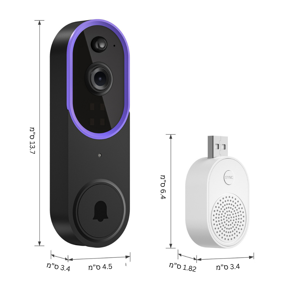SafeDoorbell - פעמון דלת WiFi עם מצלמת HD דו־כיוונית וראיית לילה
