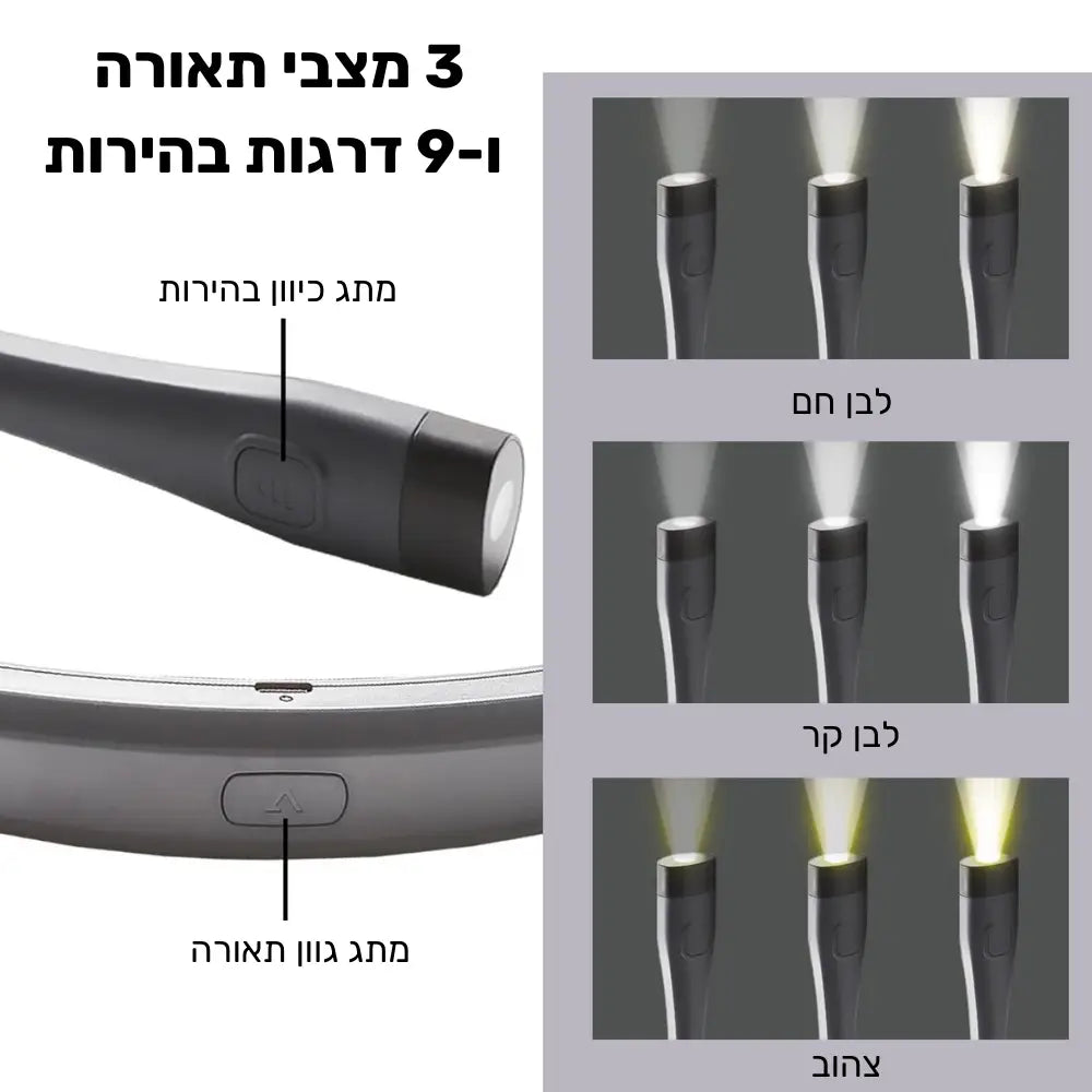 מנורת LED גמישה לצוואר עם תאורה מתכווננת