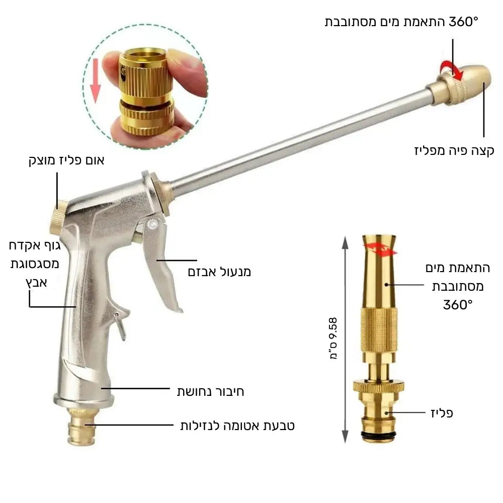 ראש שטיפה לחץ מים רב-עוצמה לשטיפה וניקיון