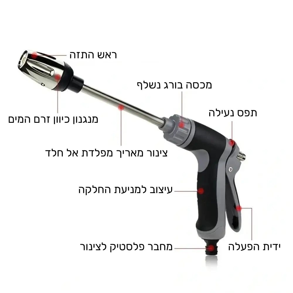 טורבו ווש - אקדח שטיפה בלחץ גבוה לחיבור לצינור גינה