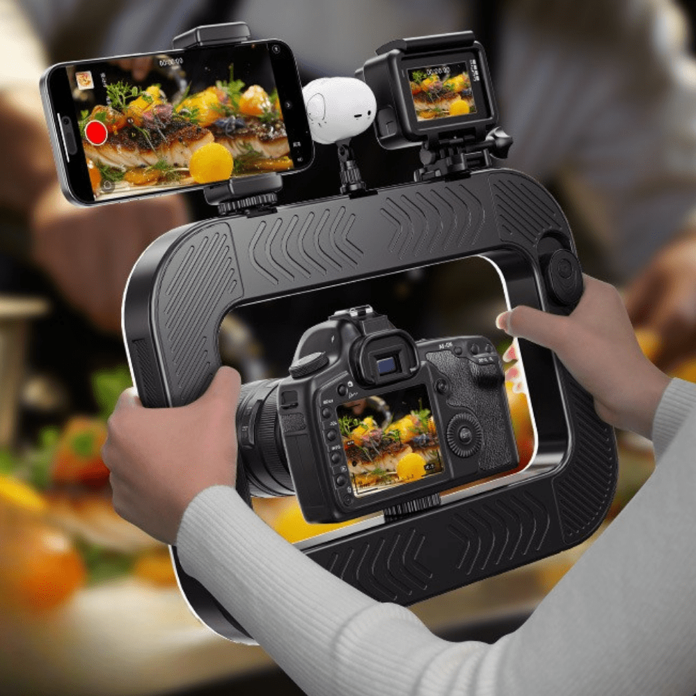 תאורת רינג לייט לצילום - עם מחזיק טלפון וסוללה מובנית