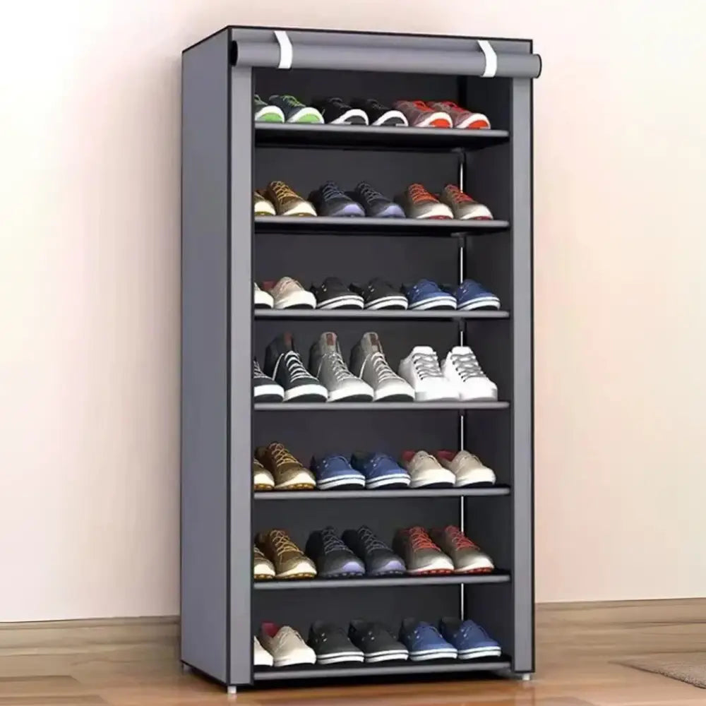 ארגונית נעליים - פתרון אחסון גמיש ונוח - אפור / גדול - 7 מדפים