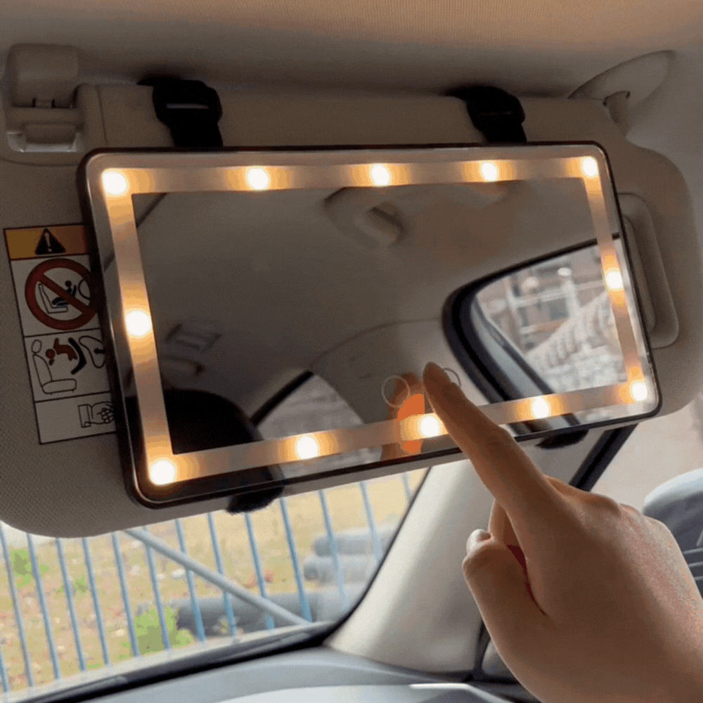 GlamLight Pro - מראת איפור LED נטענת למגן השמש ברכב