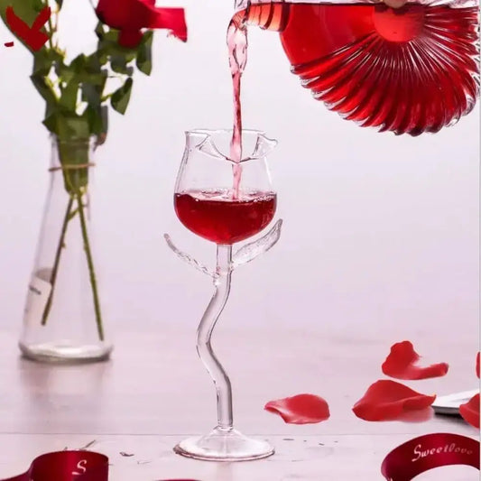 כוס יין מעוצבת בצורת ורד