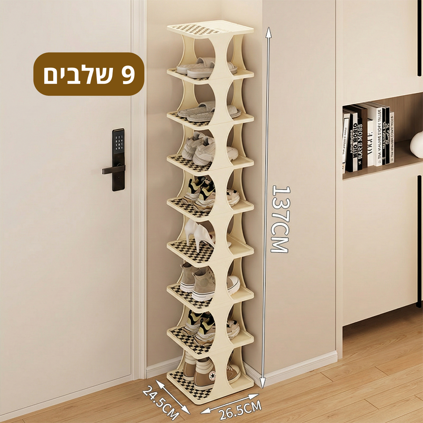 מדף שלבים קומפקטי לנעליים בהרכבה מהירה