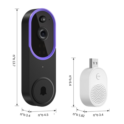 SafeDoorbell - פעמון דלת WiFi עם מצלמת HD דו־כיוונית וראיית לילה
