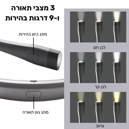 מנורת LED גמישה לצוואר עם תאורה מתכווננת