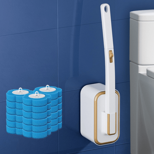 מברשת שירותים עם ראשי ניקוי חד־פעמיים