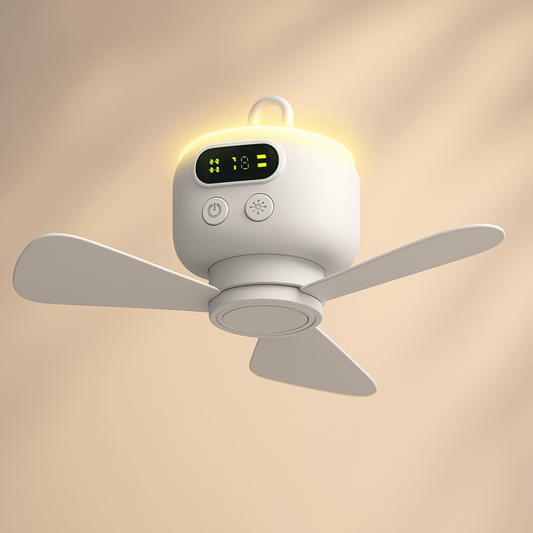 מאוורר נייד נטען עם תאורת LED