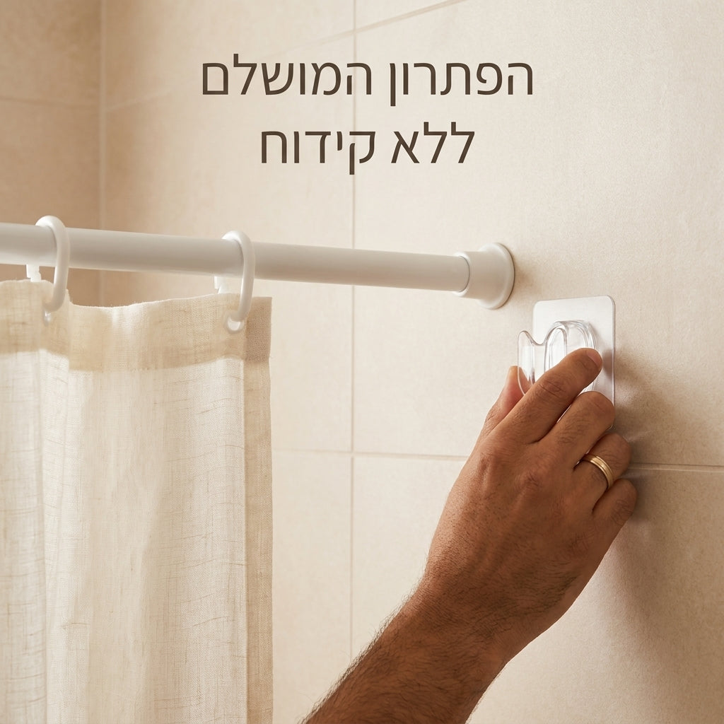 קליפמאסטר - תופסני תליית מוט נדבקים ללא קידוח
