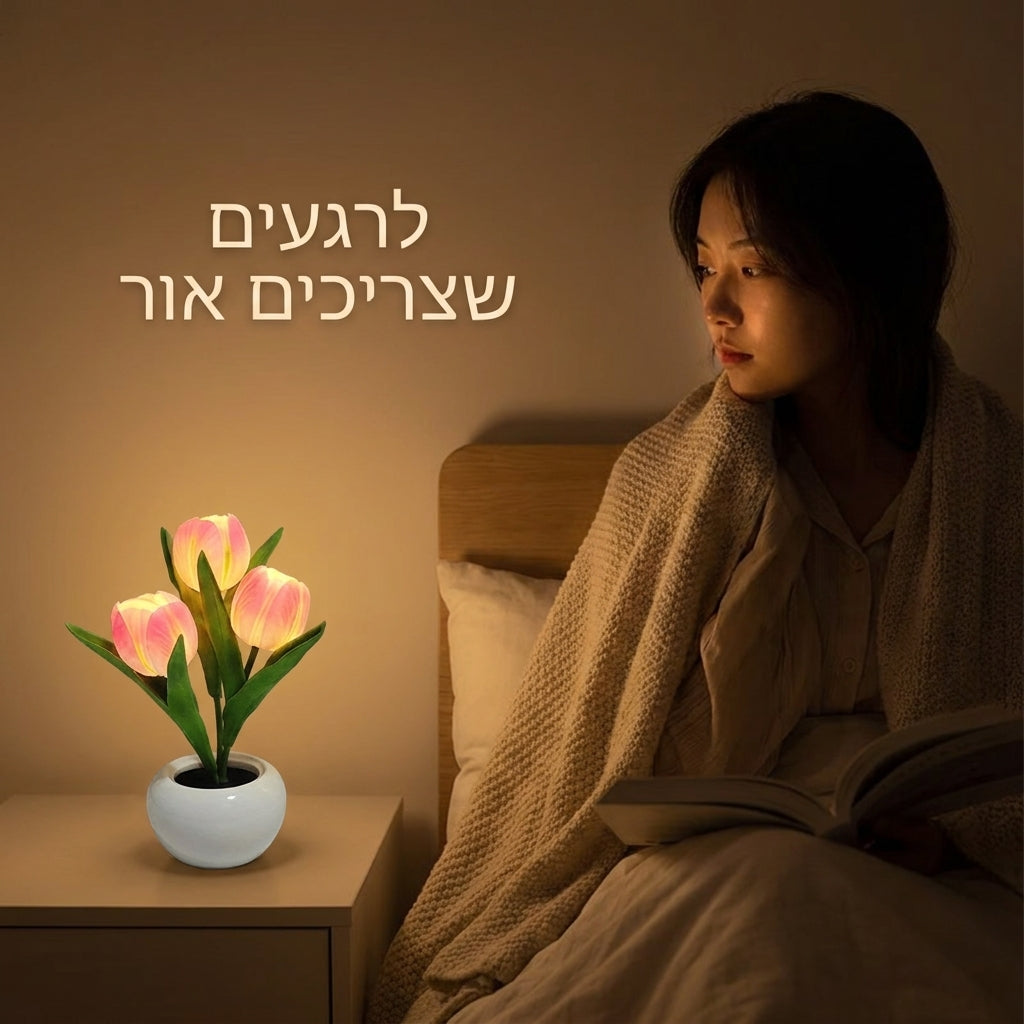 BloomLight - מנורת לילה LED דקורטיבית בעיצוב פרחוני מוארת