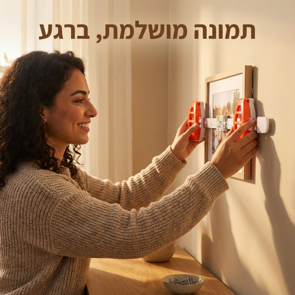 פיקצ'רפרו - כלי תליית תמונות חכם עם פלס ומדידה מדויקת