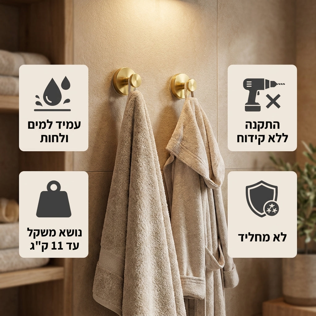 StickyHook - וו תלייה בואקום חזק ללא קידוח