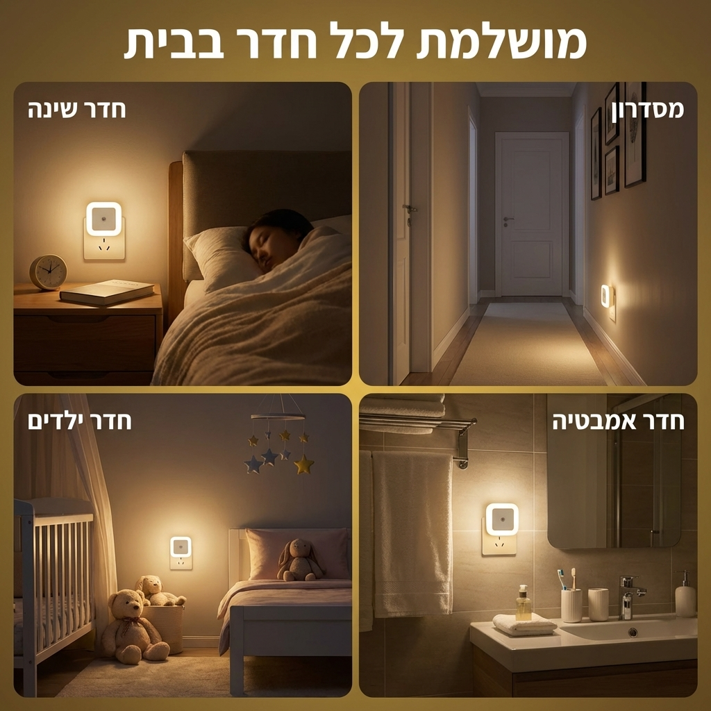 מנורת לילה חכמה עם חיישן אור אוטומטי