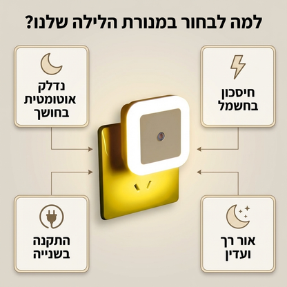 מנורת לילה חכמה עם חיישן אור אוטומטי